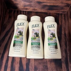 Flex Hemp Seed Oil Shampoo 15fl oz Volumizing Herbal Extract Vegan No Dyes 3 Lot